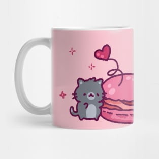 Cats and a giant pink macaron Mug